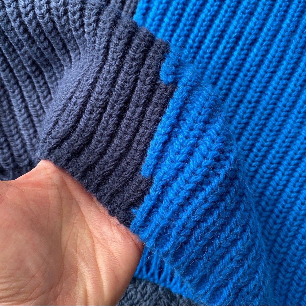 💙 ZARA BLUE NAVY COLOR BLOCK CHUNKY KNIT CROPPED JUMPER! - Picture 9 of 12